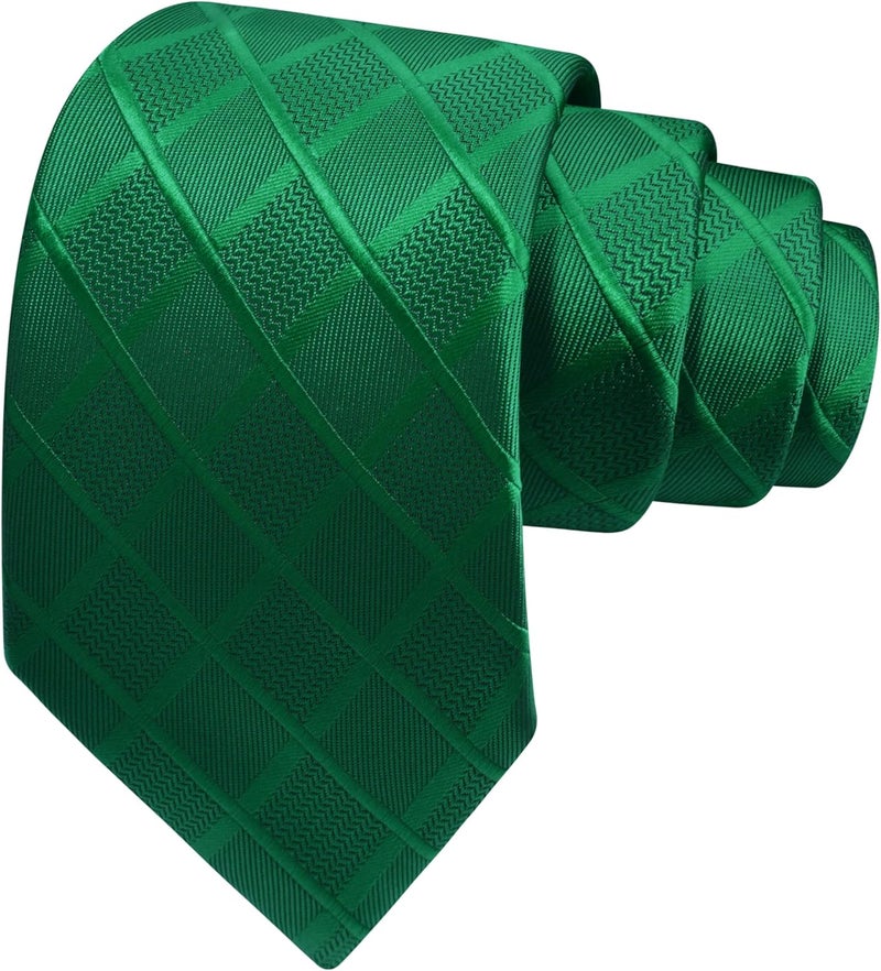GUSLESON 3.15"(8cm) Fashion Solid Plaid Ties Mens Woven Jacquard Necktie for Wedding - Image 1